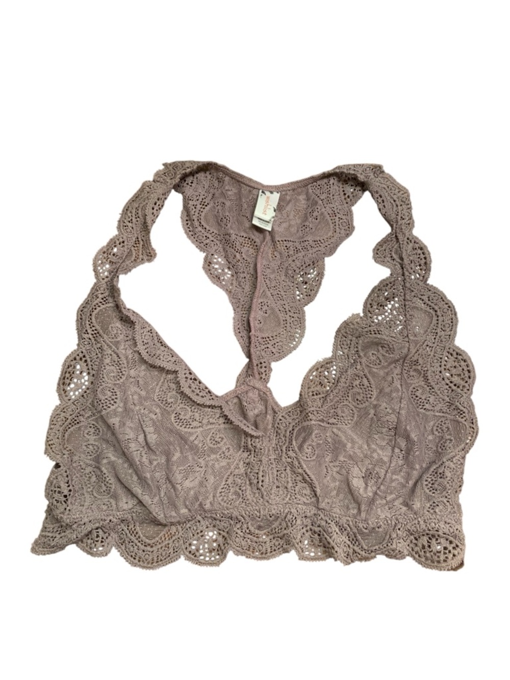 WISHLIST Dusty Purple Romantic Scalloped Lace Bralette Size Large Intimates